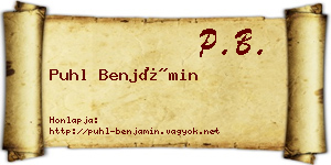Puhl Benjámin névjegykártya