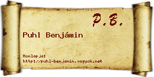 Puhl Benjámin névjegykártya